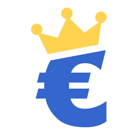 Euro currency blue icon with a golden yellow crown on the top - Editable high quality vector illustration clip artのイラスト素材