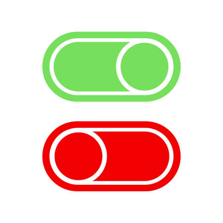 Green and red on / off toggle icon set isolated on white background - Editable high quality vector illustrationのイラスト素材