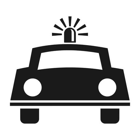 City patrol icon isolated on white background - Vector high quality vintage style logo of a black silhouette police car logoのイラスト素材