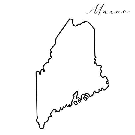 Maine map high quality vector. American state simple hand made line drawing mapのイラスト素材