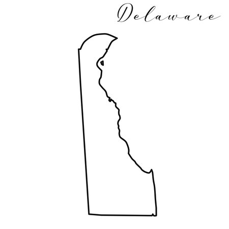 Delaware map high quality vector. American state simple hand made line drawing mapのイラスト素材