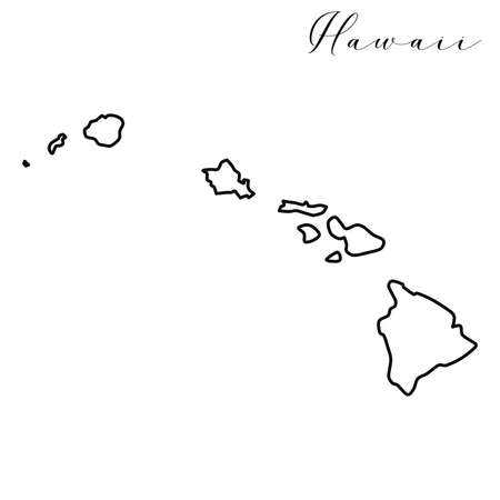 Hawaii American state vector high quality map. Simple hand made line drawing mapのイラスト素材