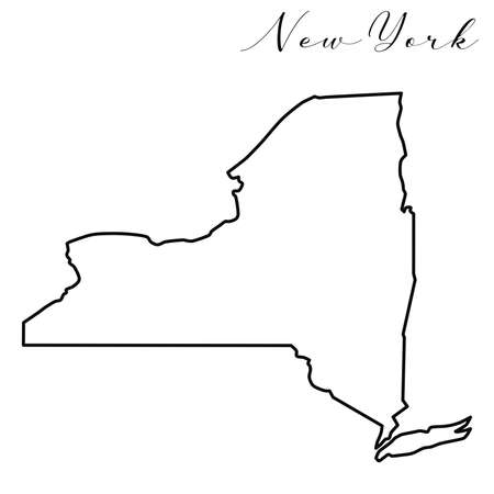 State of New York map high quality vector. American state simple hand made line drawing mapのイラスト素材