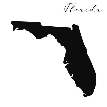 Florida black silhouette vector map. High quality editable illustration of the American state of Florida mapのイラスト素材