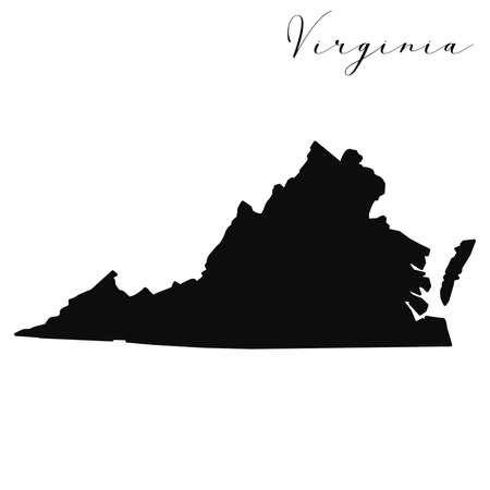 Virginia black silhouette vector map. Editable high quality illustration of the American state of Virginia simple mapのイラスト素材