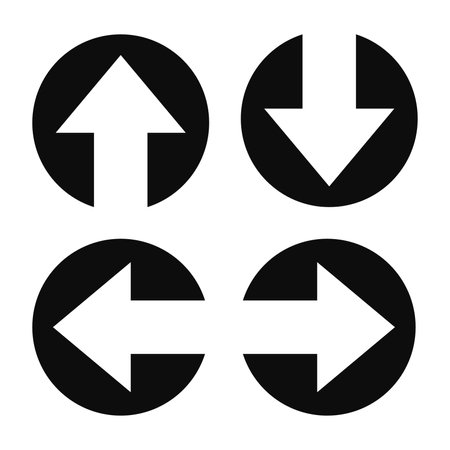 Negative space arrow set. Vector high quality arrow buttons isolated on white background