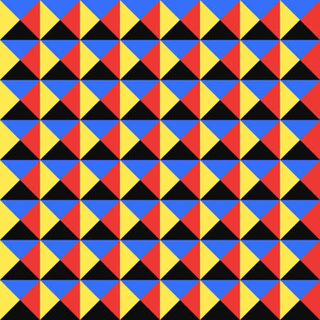 Primary colors triangles shape wallpaper. Vector seamless pattern abstract backgroundのイラスト素材