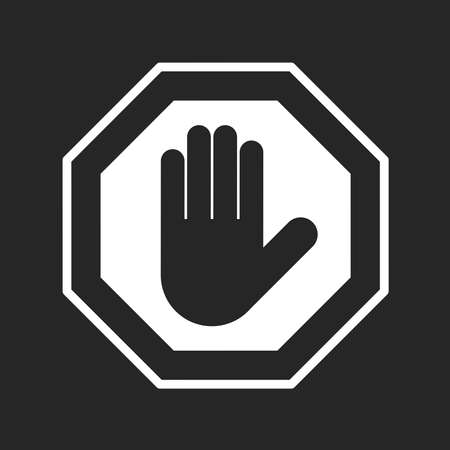 Access denied vector flat style illustration - Black hand blocked concept white sign isolated signageのイラスト素材