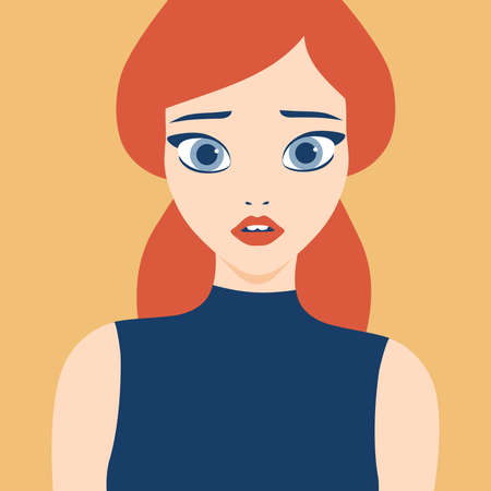 Beautiful vector fashion woman illustration. Gen Z young student redhead cute girl portrait.のイラスト素材
