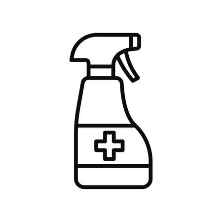 Medical sanitizer anti Covid spray editable vector line icon isolated on white backgroundのイラスト素材