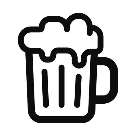 Glass of beer with foam linear vector icon isolated on white backgroundのイラスト素材