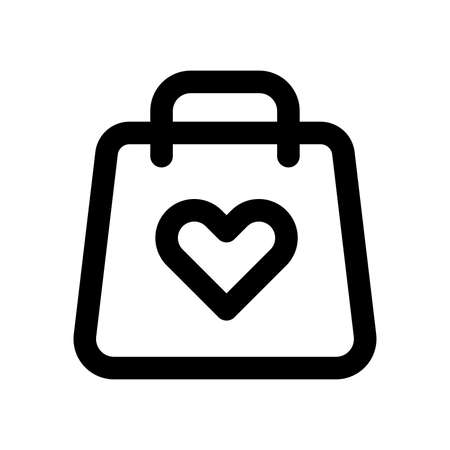 Love for fashion shopping bag concept vector line icon isolated on white backgroundのイラスト素材