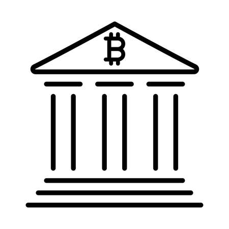 Bitcoin bank vector illustration. High quality line icon isolated on white background. New economy assets conceptのイラスト素材