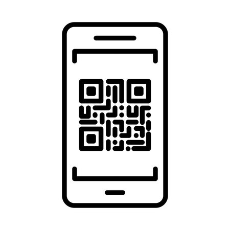 QR code scan from smart phone vector illustration. High quality line icon isolated on white background. Modern connections conceptのイラスト素材