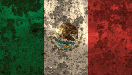 Mexico aged flag grunge background illustration - High quality detailed Mexican flag backdrop banner with grungy elementsの写真素材