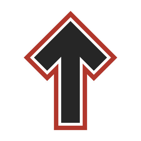 Upward black arrow icon outlined in white and red editable and scalable vector illustration isolated on white backgroundのイラスト素材