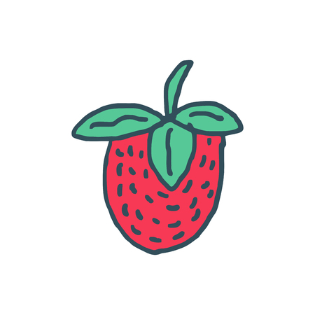 Strawberry drawing isolated. Red juicy berry on white backgroundのイラスト素材