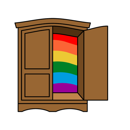 Coming out Wardrobe LGBT symbol. Open closet door. Get out of wardrobe gay. recognition Furnitureのイラスト素材