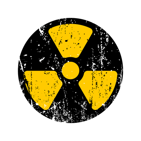 old sign radioactive danger. Shabby retro toxic danger symbol grungeのイラスト素材
