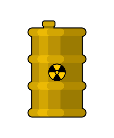 Yellow Barrel with poisonous waste. radioactive Canister with acid. toxic Chemical danger of barrel. Environmental pollution. Industrial facilityのイラスト素材