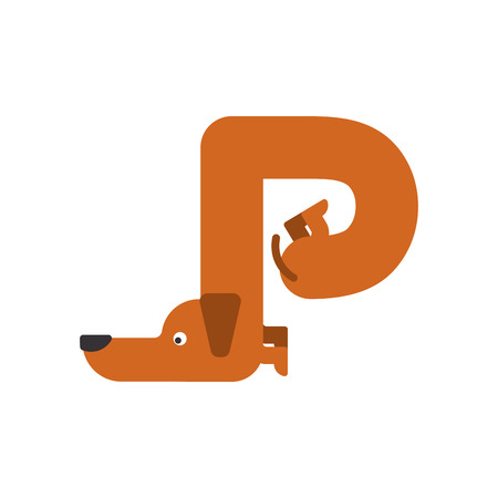 Letter P dog illustration.のイラスト素材