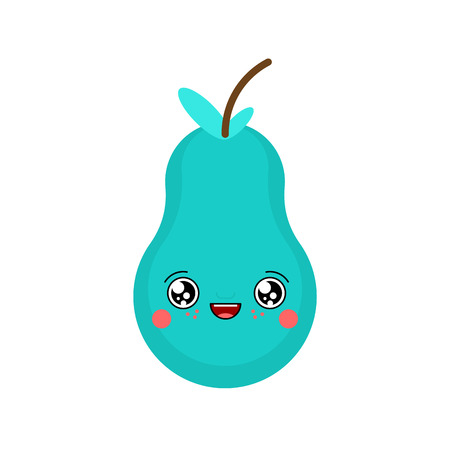 Pear kawaii Cute cartoon. Funny Fruit. Sweet food vector illustrationのイラスト素材