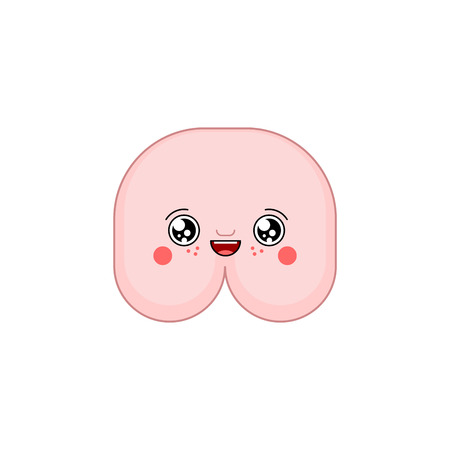 Ass kawaii Cute cartoon. Funny butt Sweet vector illustrationのイラスト素材
