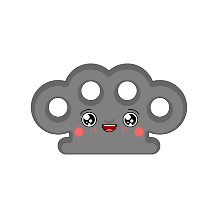 kawaii brass knuckles. Cute cartoon knuckle-duster. knuckle Funny Sweet vector illustrationのイラスト素材