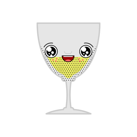 Alcohol glass kawaii Cute cartoon. Funny Sweet Drink vector illustrationのイラスト素材