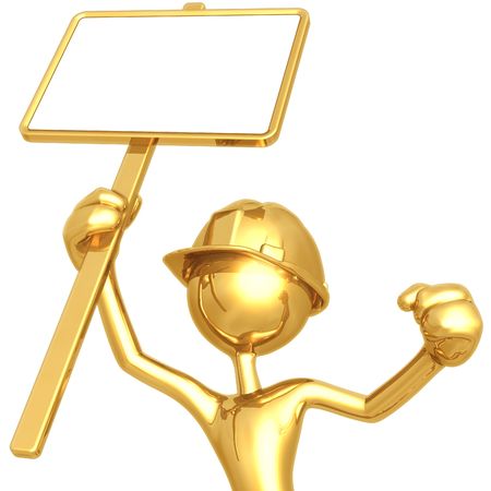 Construction Worker In Protestの写真素材