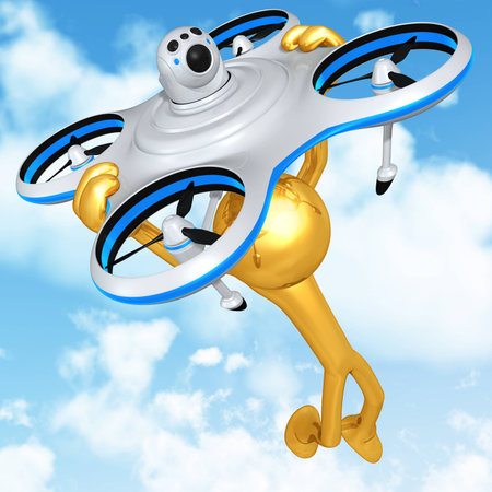 Aerial Drone Concept 3D Illustrationの写真素材