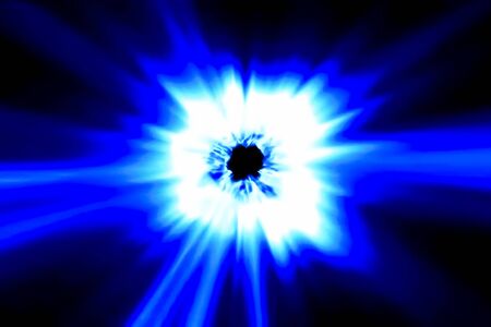 Blue rays, big plasma blast. Illustration of blue shine.の写真素材