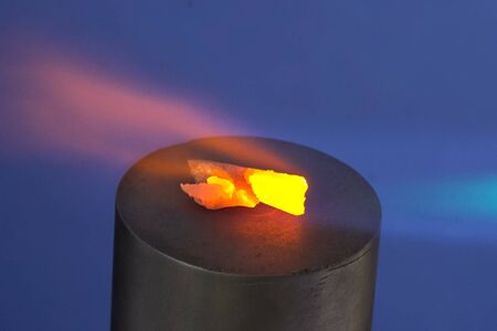 Heating the gas torch pieces of metal. Gas burner fireの写真素材