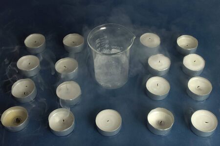 Physical experiments with liquid nitrogen and liquefied air.の写真素材