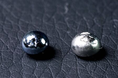 Osmium, metal pieces for sample. The heaviest metal is osmium.の写真素材