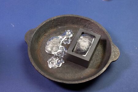 a Lead melting, molten lead metal samplesの写真素材