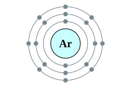 Argon molecule. Scheme of a noble gas molecule.の写真素材