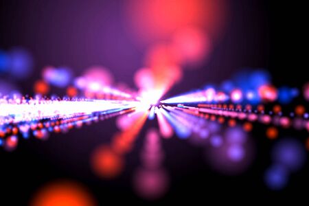 Rays and highlights of red and blue from the center to the observer.の写真素材