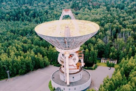 Center for long-distance space communications, satellite antenna for space communications.の写真素材