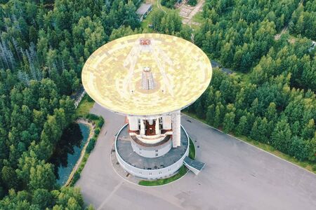 Center for long-distance space communications, satellite antenna for space communications.の写真素材