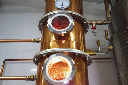 Installation for the preparation of brandy and alcohol from fruits. Alcohol factory and its equipment.の写真素材
