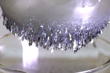 Crystals of iodine, iodine in a metal form.の写真素材