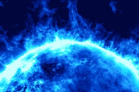 Illustration of a fiery ball of a burning star, solar disk.の写真素材