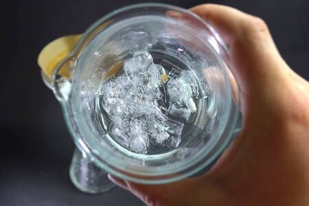 Ice in a glass, look in a glass with ice.の写真素材