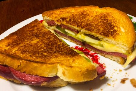 Delicious appetizing sandwich, fast a fast food.の写真素材