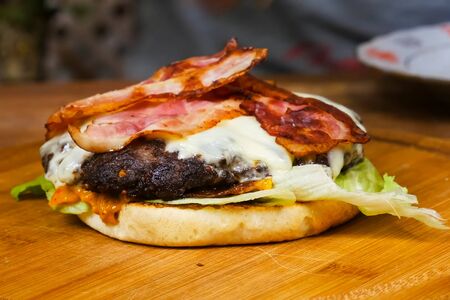 Delicious appetizing sandwich, fast a fast food.の写真素材