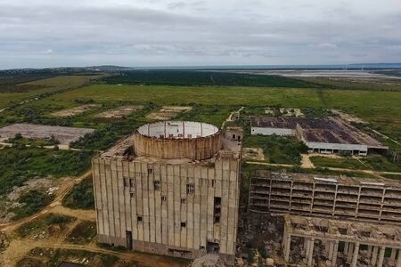 the Old Abandoned Unfinished Nuclear Power Plantの写真素材