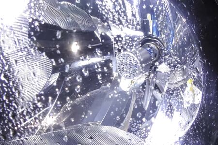 The xenon lamp in the car's headlight glows.の写真素材