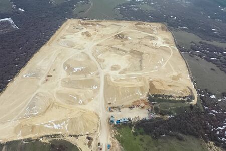 Clay quarry, top view. Clay mining in a quarry.