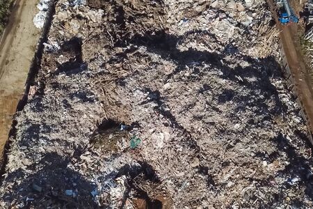 Construction garbage warehouse. Construction garbage. Garbage dump, top view of the trash. Landfill.の写真素材